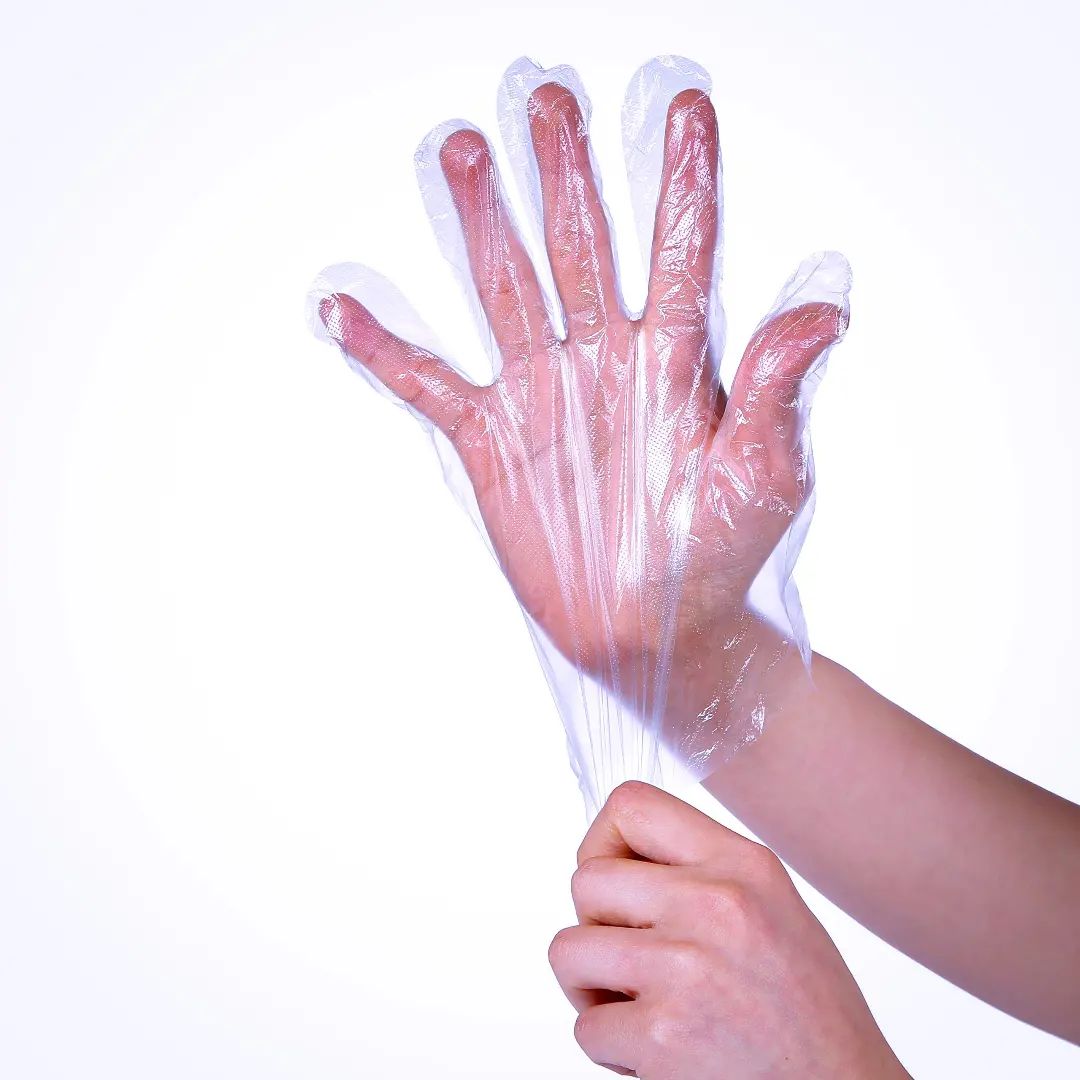 Disposable polythene gloves. - Image 3