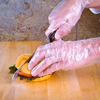 Disposable polythene gloves. - Image 2
