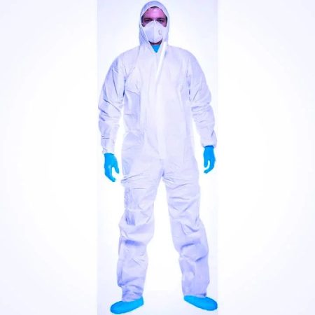 Disposable sterile white coveralls