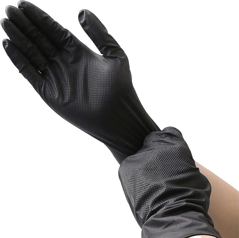 Heavy Duty Nitrile Industrial Disposable Gloves, Black, 100 pcs Box, large,xlarge - Image 8