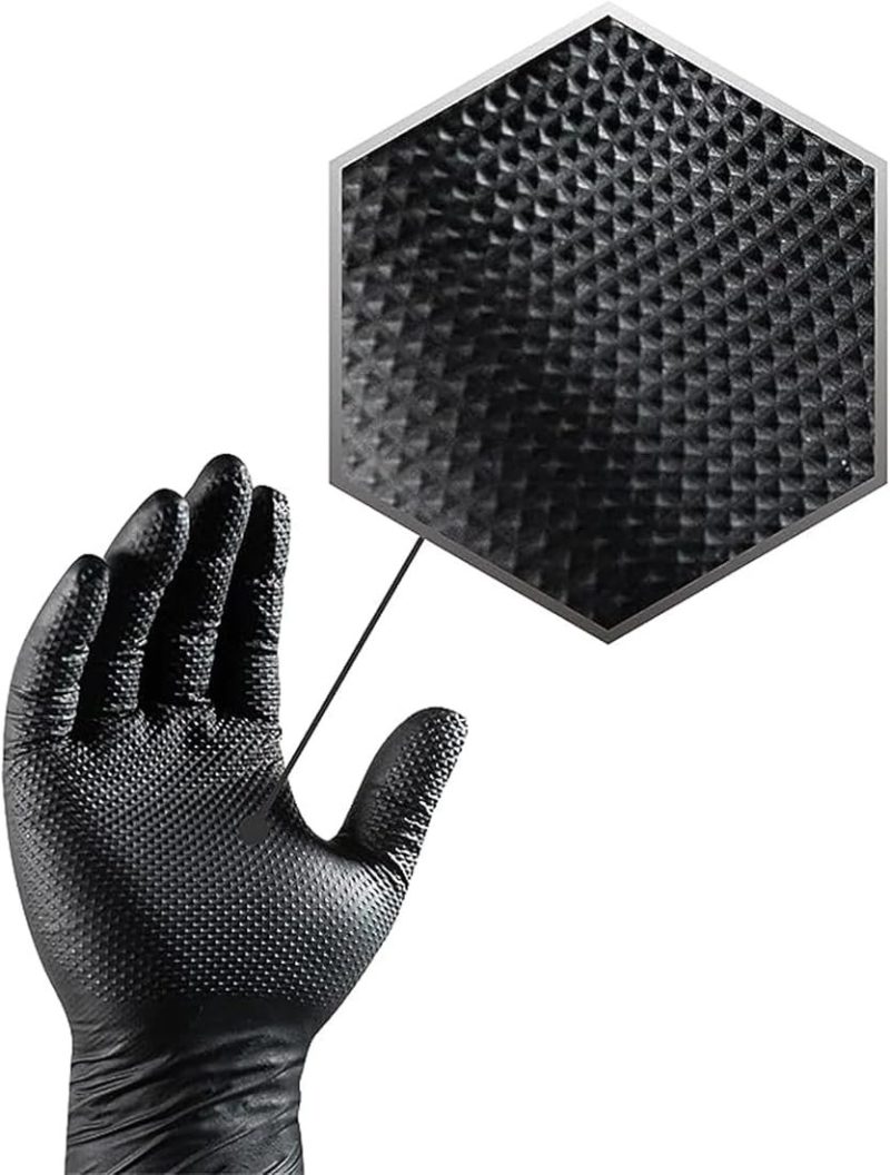 Heavy Duty Nitrile Industrial Disposable Gloves, Black, 100 pcs Box, large,xlarge - Image 3