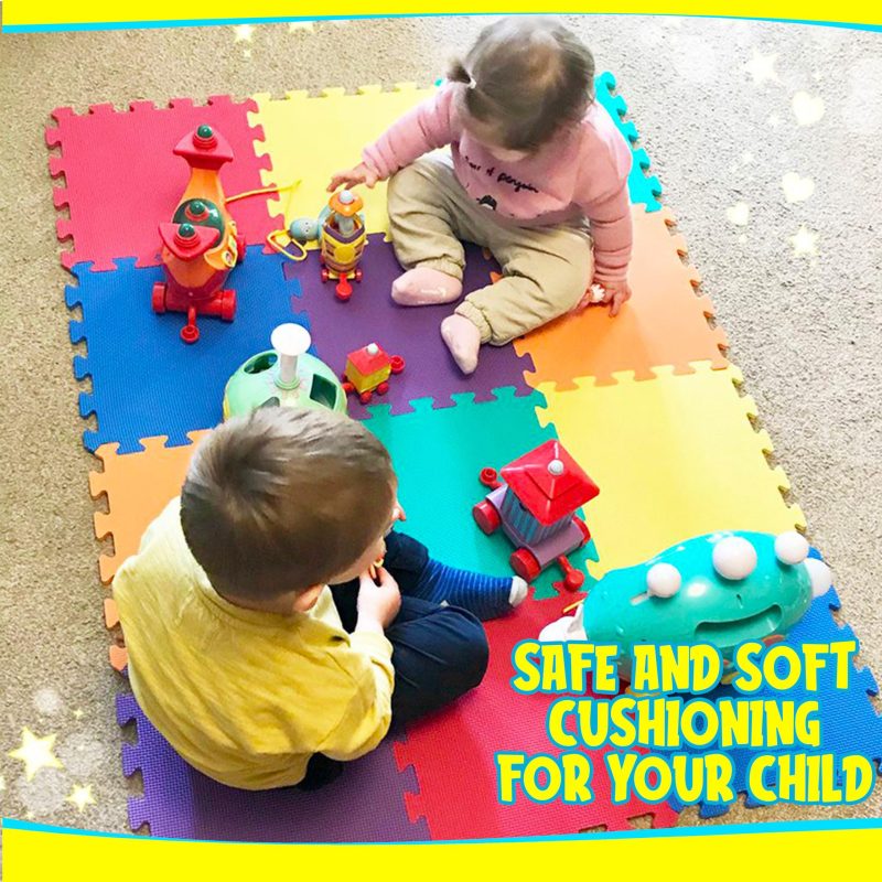 Soft Foam Play Mat Tiles - Interlocking Jigsaw Mat - EN71 Safety- Non-Toxic, 30cm x 30cm, Thick, Use for playpen - Image 3