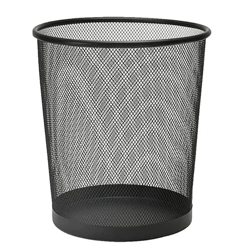 Metal Mesh Trash Can Form Home And Office - Black (34x30 CM