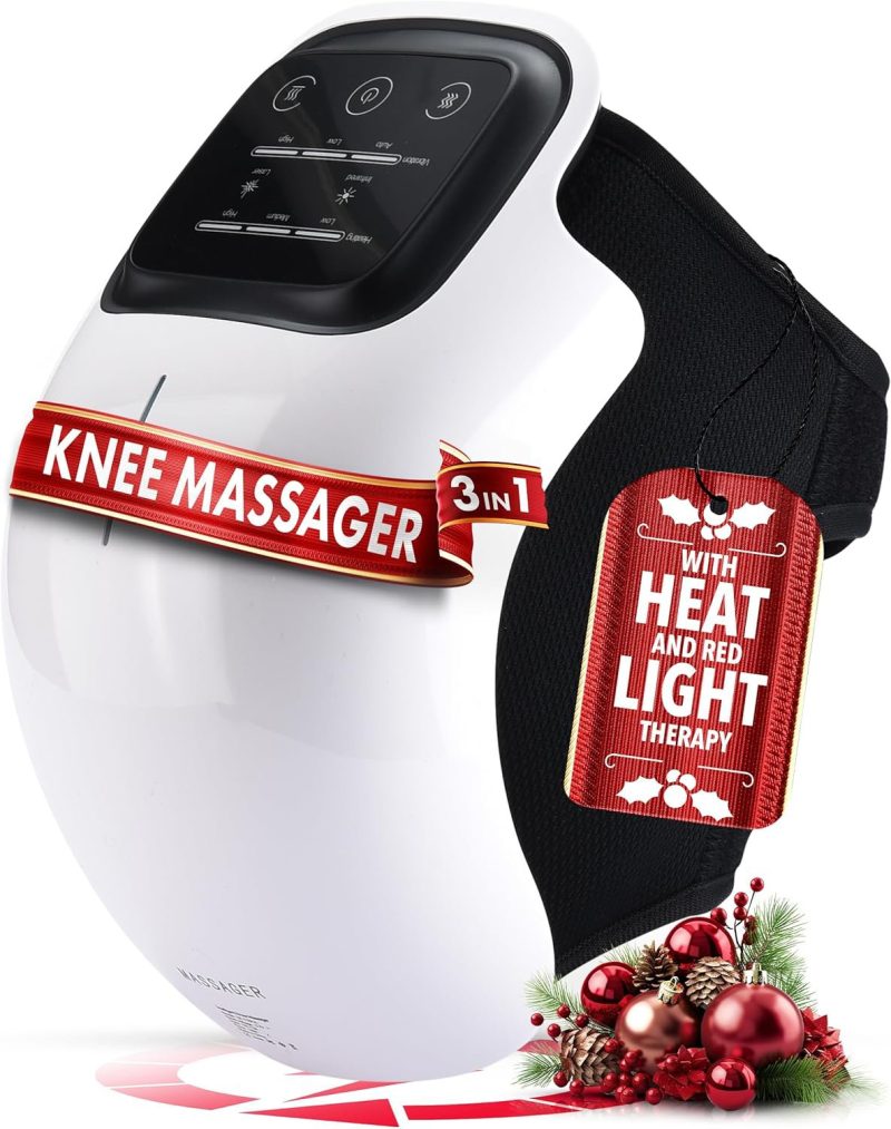 Knee Massager-Large LED Screen Arthritis Knee Massage Wearable with Heat Rechargeable Electronic Smart Knee Massage for Knee Joint Pain Injury, Swelling and Stiffness, Black - Image 5