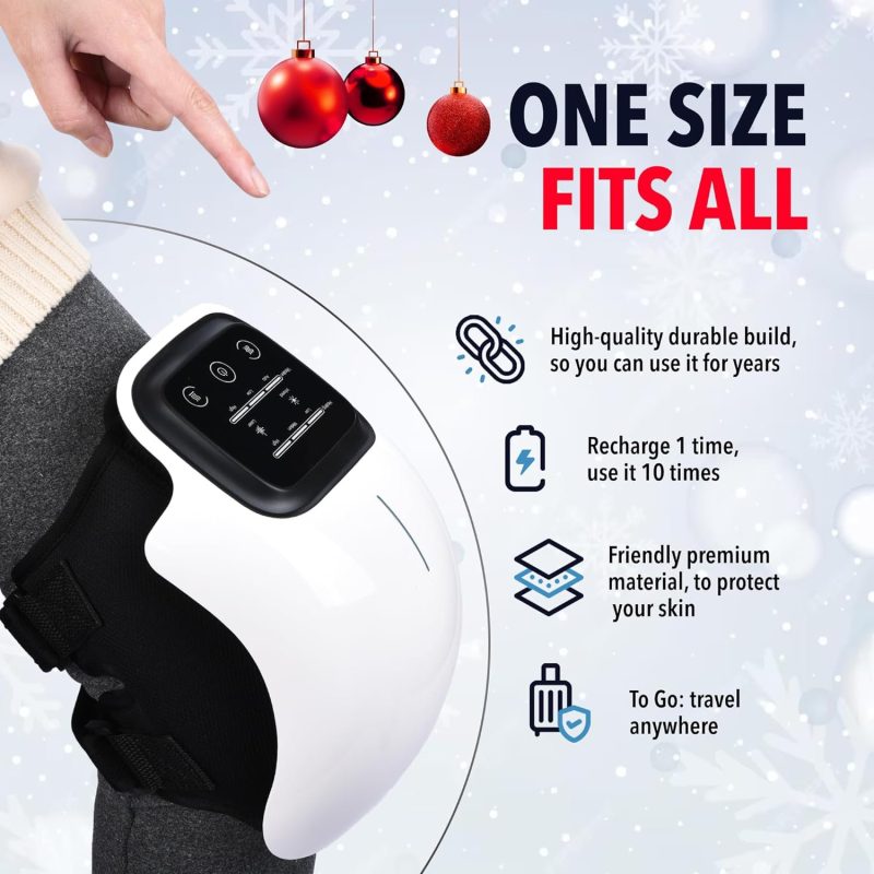 Knee Massager-Large LED Screen Arthritis Knee Massage Wearable with Heat Rechargeable Electronic Smart Knee Massage for Knee Joint Pain Injury, Swelling and Stiffness, Black - Image 7