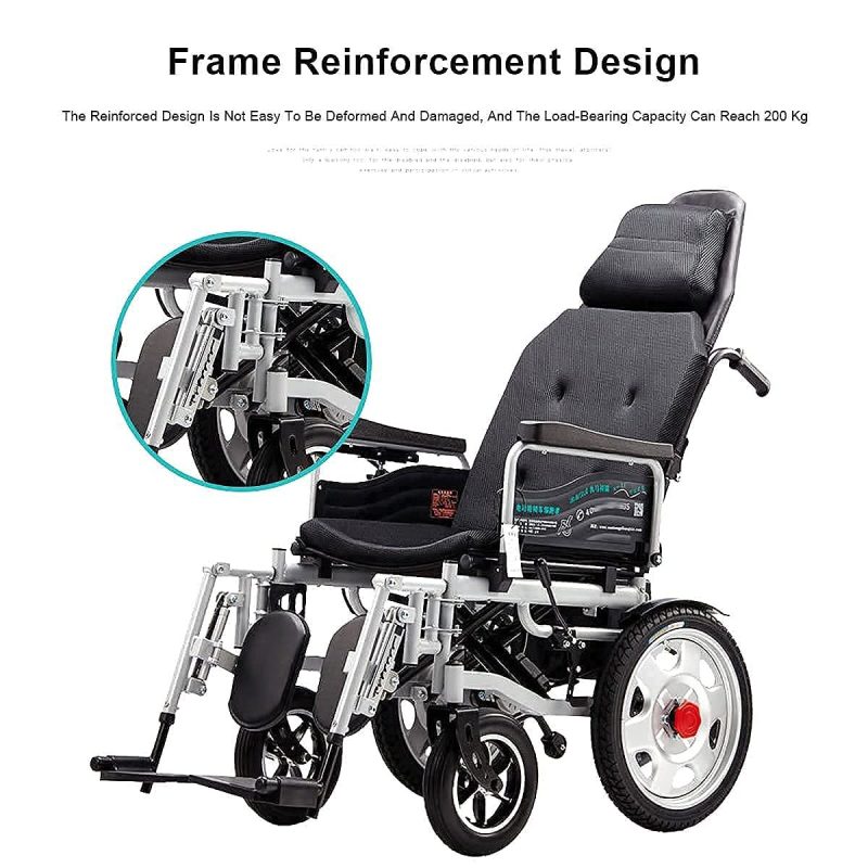 Reclining orthopedic Wheelchair Portable Foldable Electric Power Wheelchair Front-Wheel Drive Power Chair Lightweight Portable Automatic Intelligent Wheelchair Supports - Image 10