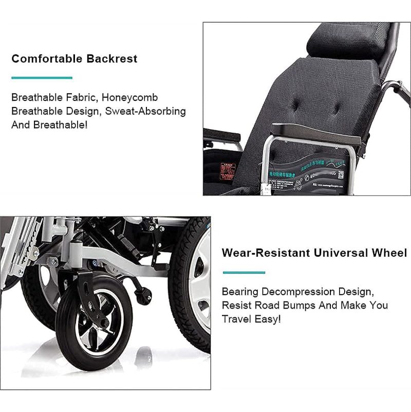 Reclining orthopedic Wheelchair Portable Foldable Electric Power Wheelchair Front-Wheel Drive Power Chair Lightweight Portable Automatic Intelligent Wheelchair Supports - Image 9