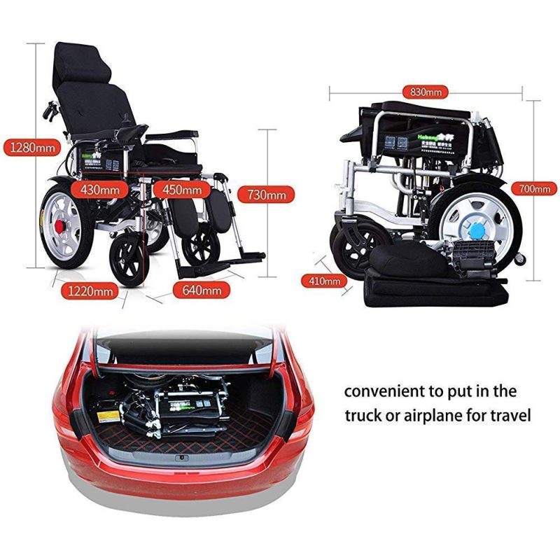 Reclining orthopedic Wheelchair Portable Foldable Electric Power Wheelchair Front-Wheel Drive Power Chair Lightweight Portable Automatic Intelligent Wheelchair Supports - Image 4