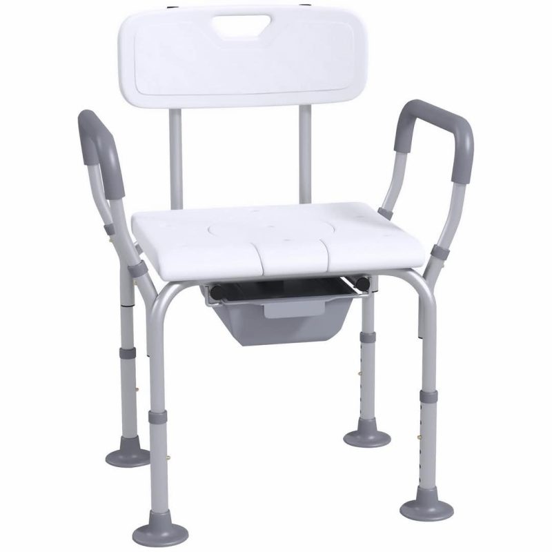 3-in-1 Shower Chair Adjustable Bedside Commode Raised Toilet Seat White💥 - Image 2