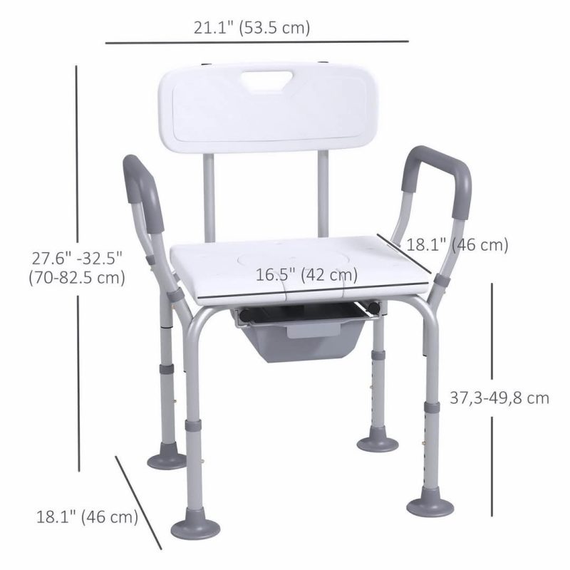 3-in-1 Shower Chair Adjustable Bedside Commode Raised Toilet Seat White💥 - Image 5