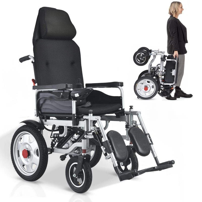 Reclining Electric Wheelchair for Adults Lightweight Foldable, 500W All Terrain Motorized Power Wheelchair,Reclining Intelligent Folding Electric Wheelchairs for Seniors,Airline Approved