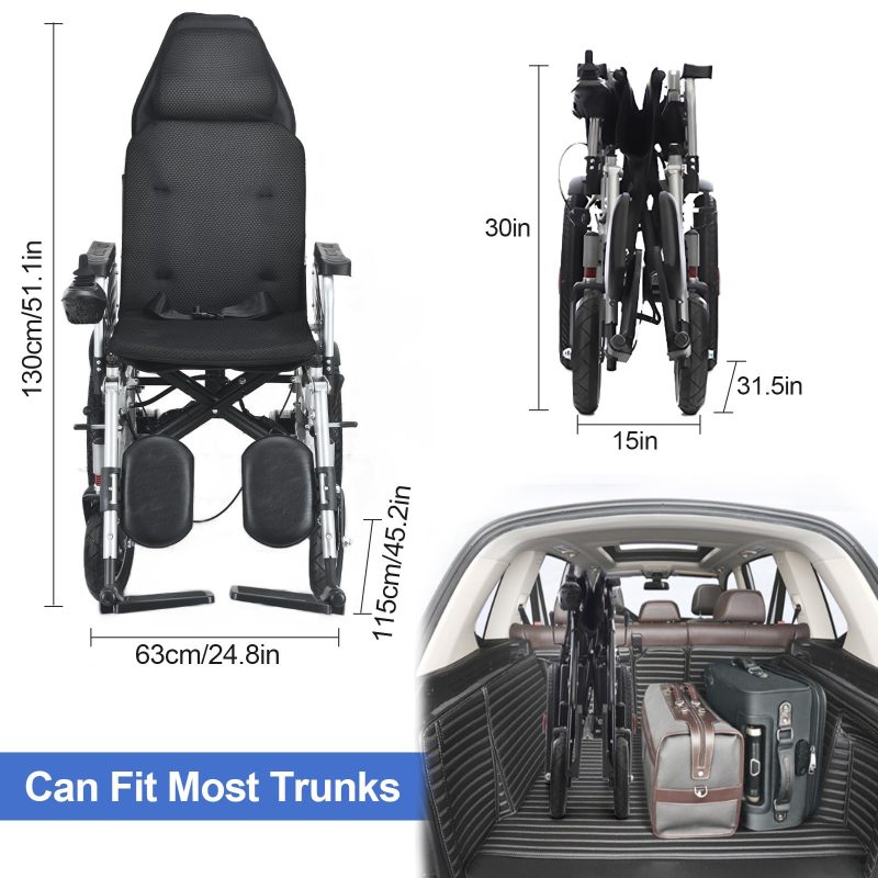 Reclining Electric Wheelchair for Adults Lightweight Foldable, 500W All Terrain Motorized Power Wheelchair,Reclining Intelligent Folding Electric Wheelchairs for Seniors,Airline Approved - Image 2