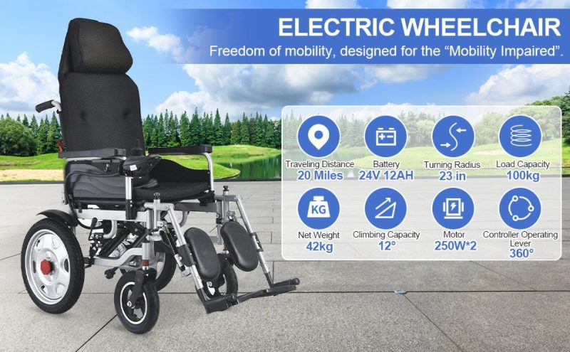 Reclining Electric Wheelchair for Adults Lightweight Foldable, 500W All Terrain Motorized Power Wheelchair,Reclining Intelligent Folding Electric Wheelchairs for Seniors,Airline Approved - Image 6