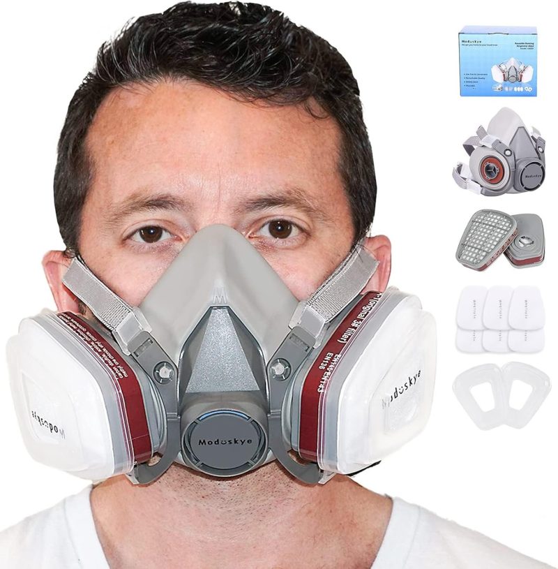 Reusable Respirator,  Half Facepiece Respirator with Active Cotton Respirator Filters Against Painting, Dust, Sanding, Polishing, Spraying Vault  respirator - Image 2