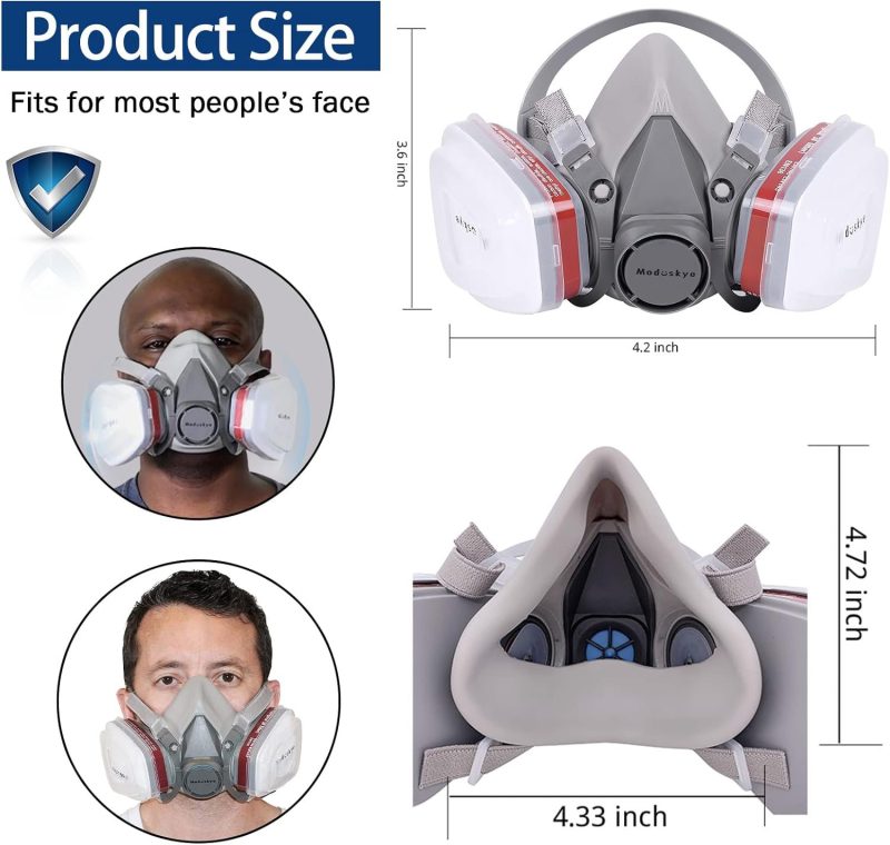 Reusable Respirator,  Half Facepiece Respirator with Active Cotton Respirator Filters Against Painting, Dust, Sanding, Polishing, Spraying Vault  respirator - Image 5