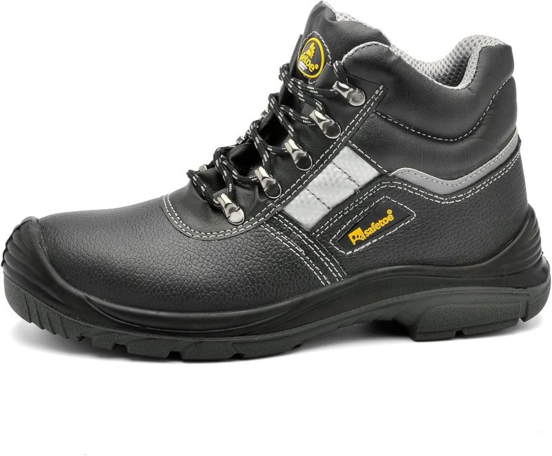 💥Heavy Duty Safety Boots Mens- 8027 Site Safety Shoes with Composite Toe Cap, S3 Lace Up High SRC Work Boots Mens & Ladies, 4E Wide Fit Black Safety Trainers for Men & Women💥