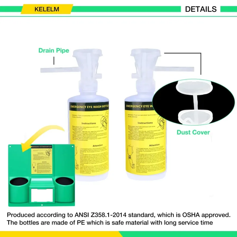 Emergency Eyewash Station – Wall Mounted Eye Wash Rinse Kit (Double 500ml Bottles) - Image 7