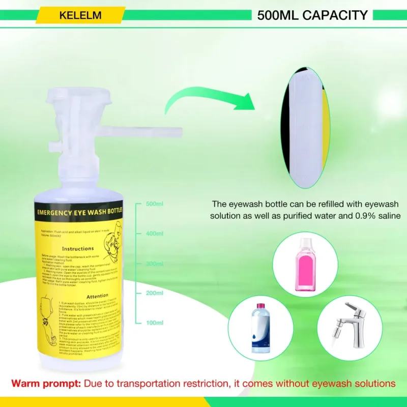 Emergency Eyewash Station – Wall Mounted Eye Wash Rinse Kit (Double 500ml Bottles) - Image 4