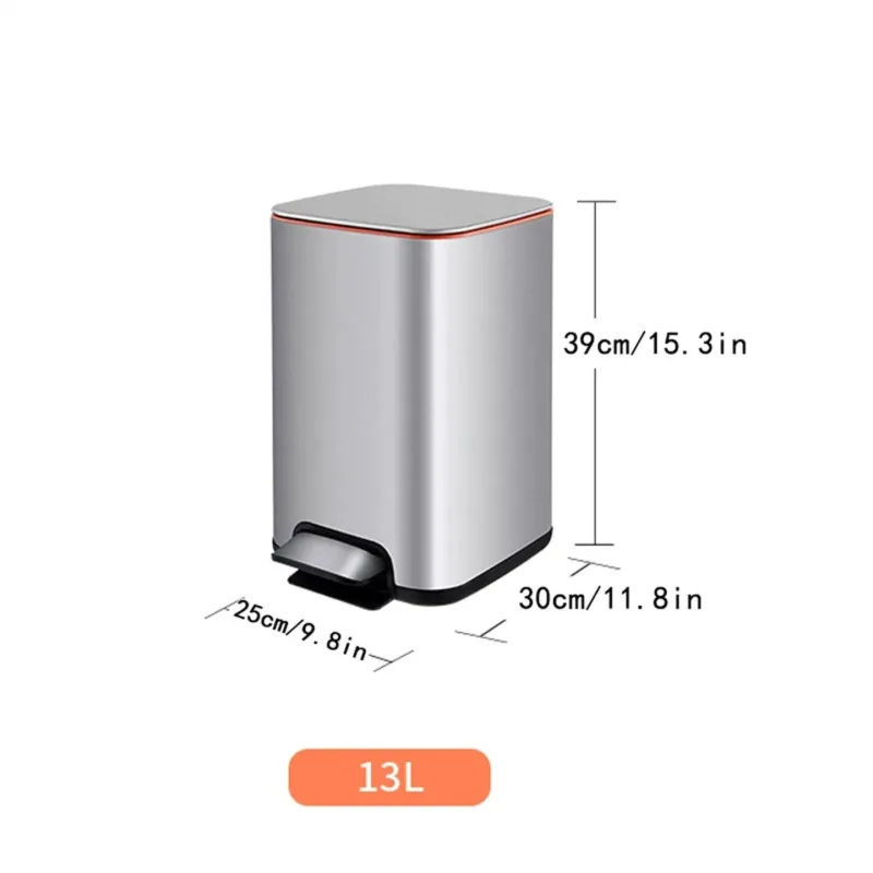 Stainless Steel Step Trash Bin with Control System Pedal – 20L and 13L - Image 3