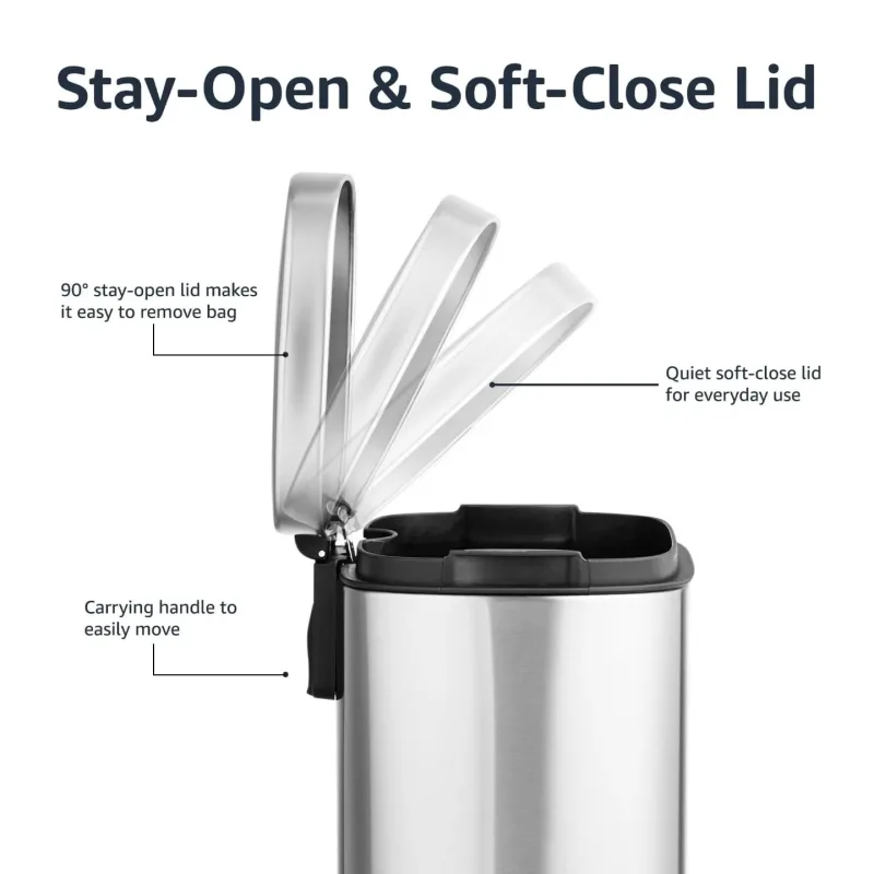 Stainless Steel Step Trash Bin with Control System Pedal – 20L and 13L - Image 8