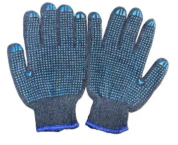 Blue Knitted Cotton Gloves Two Side