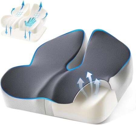 Extra Wide Coccyx Memory Foam Cushion with Hip and Thigh support