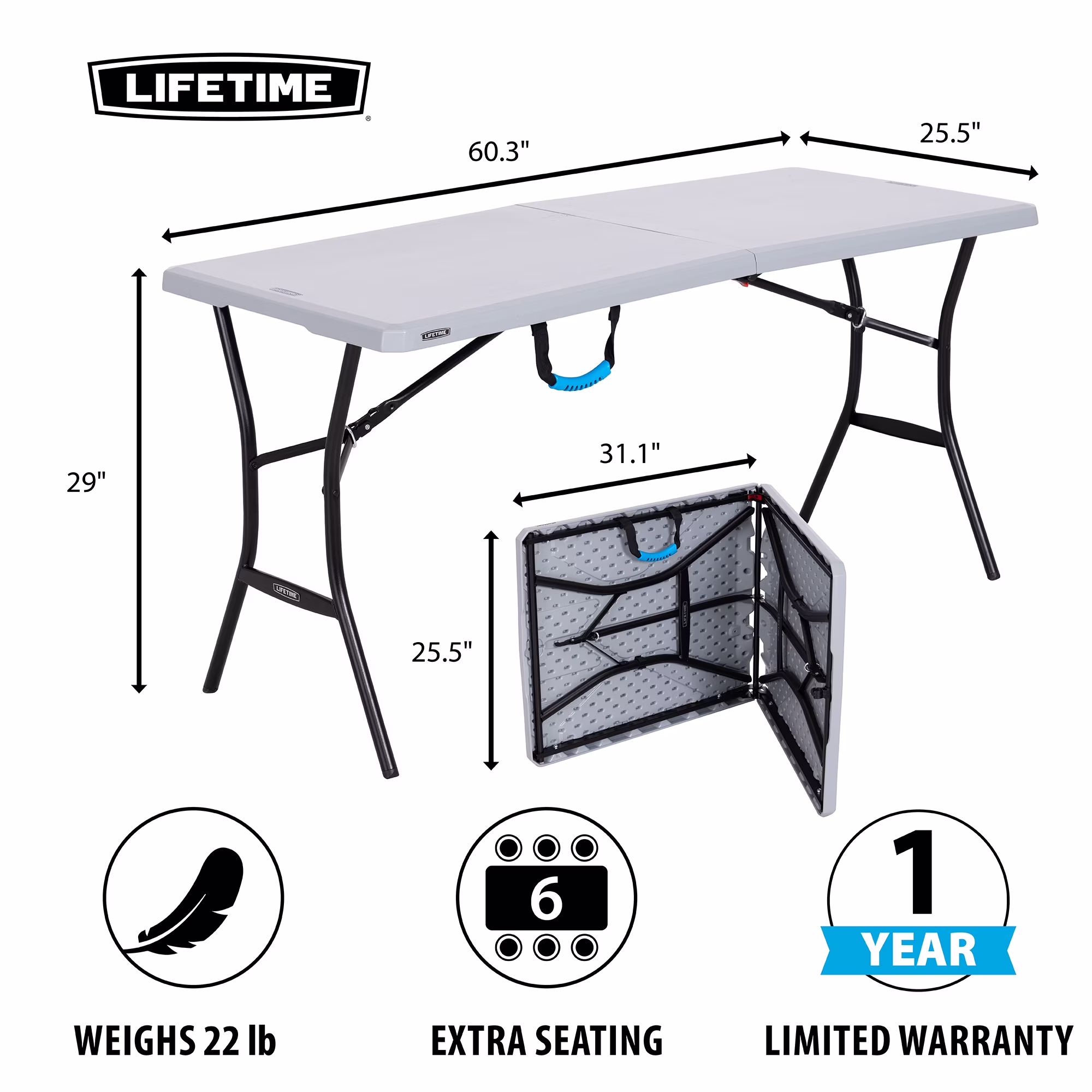 5 Foot Fold In Half Table - Image 7