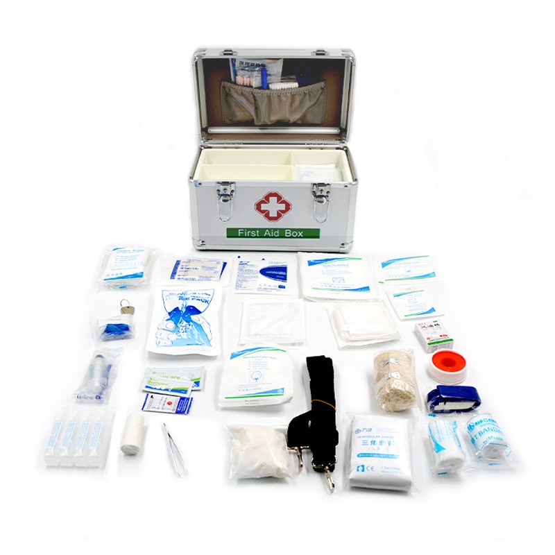 Empty Medium Silver Metallic Portable First Aid Box – Compact Emergency Medical Storage - Image 2