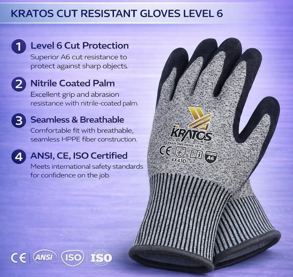 Level A5 Cut Resistance Nitrile Coated Palm Gloves - Image 7