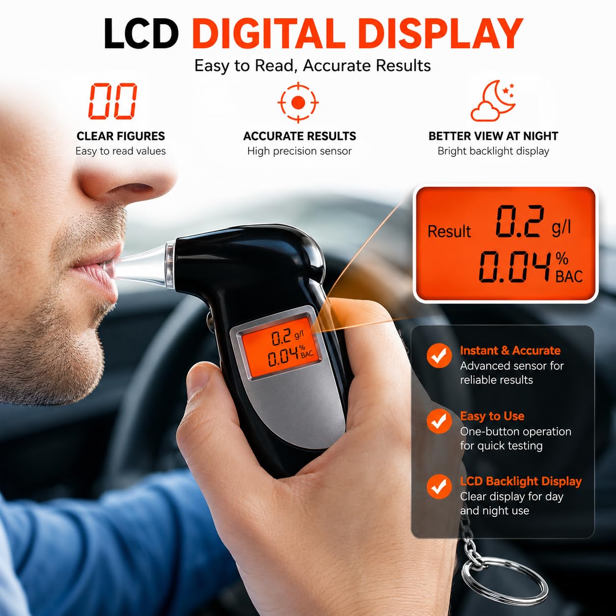 Portable Digital Breath Alcohol Tester Breathalyzer - Image 3