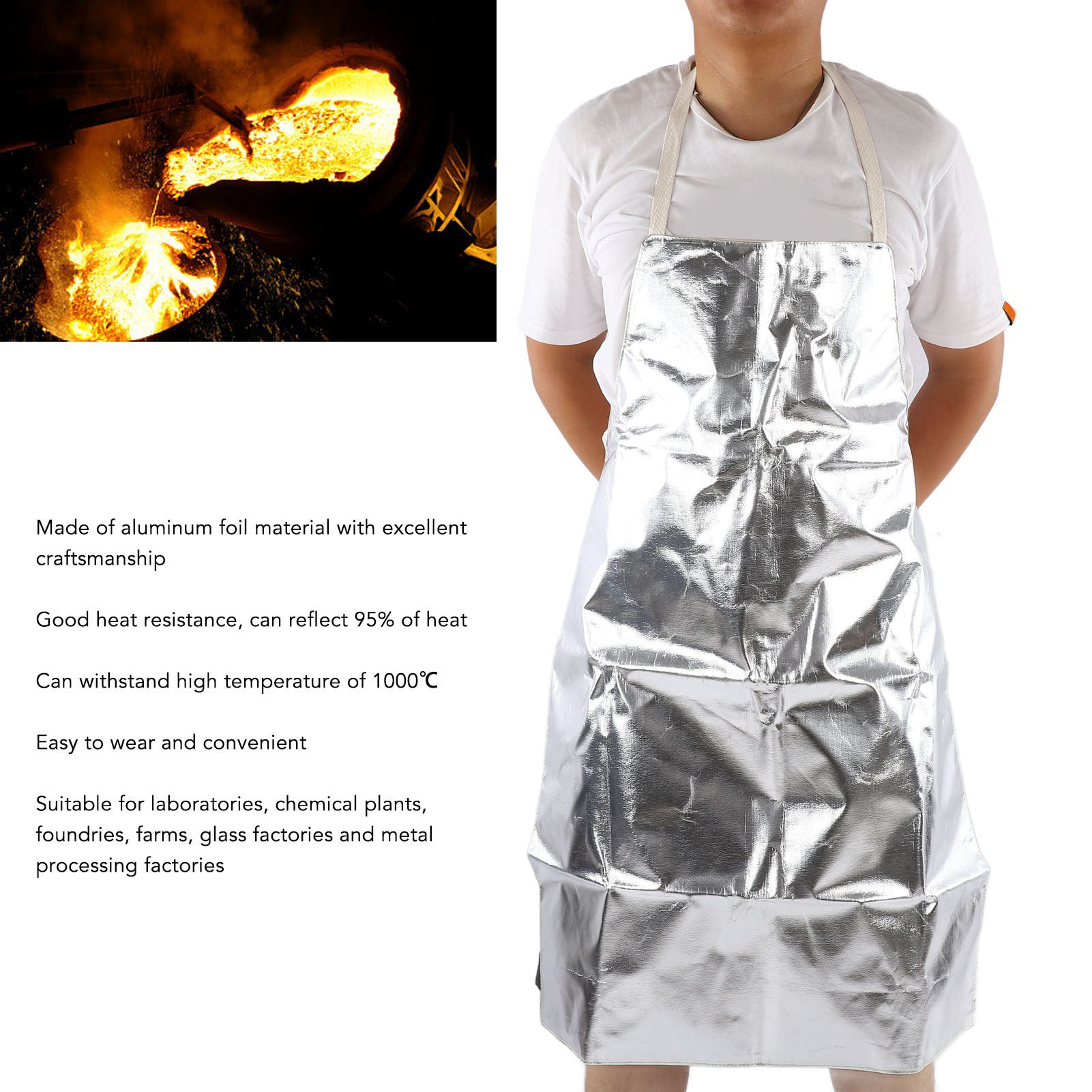 Aluminum Foil / Silicone Fireproof Heat Resistant Apron - Image 5