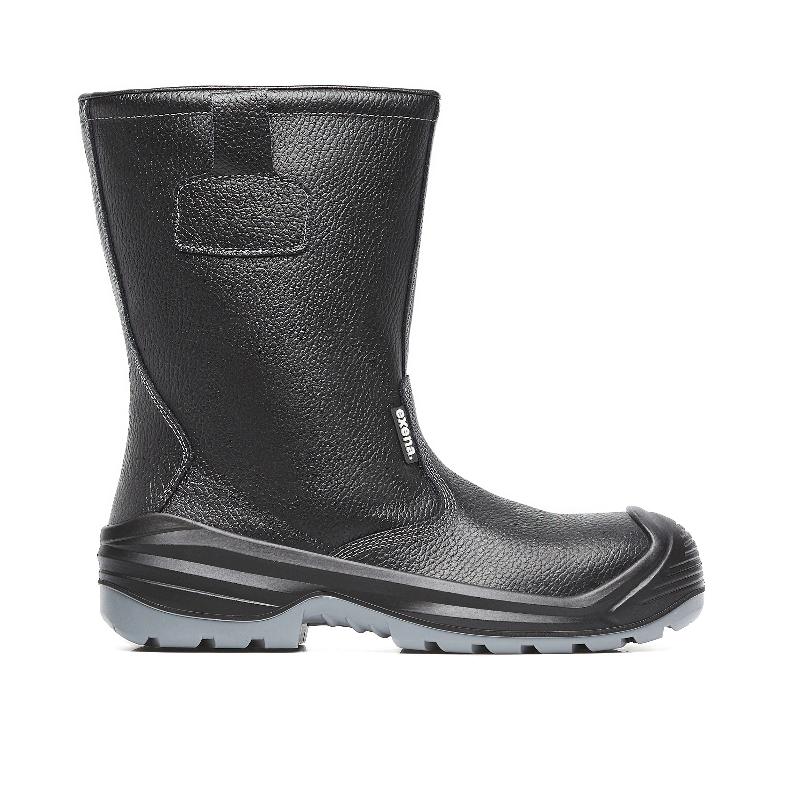 High Top Black Leather Rigger Safety Boots - Image 2