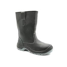 High Top Black Leather Rigger Safety Boots