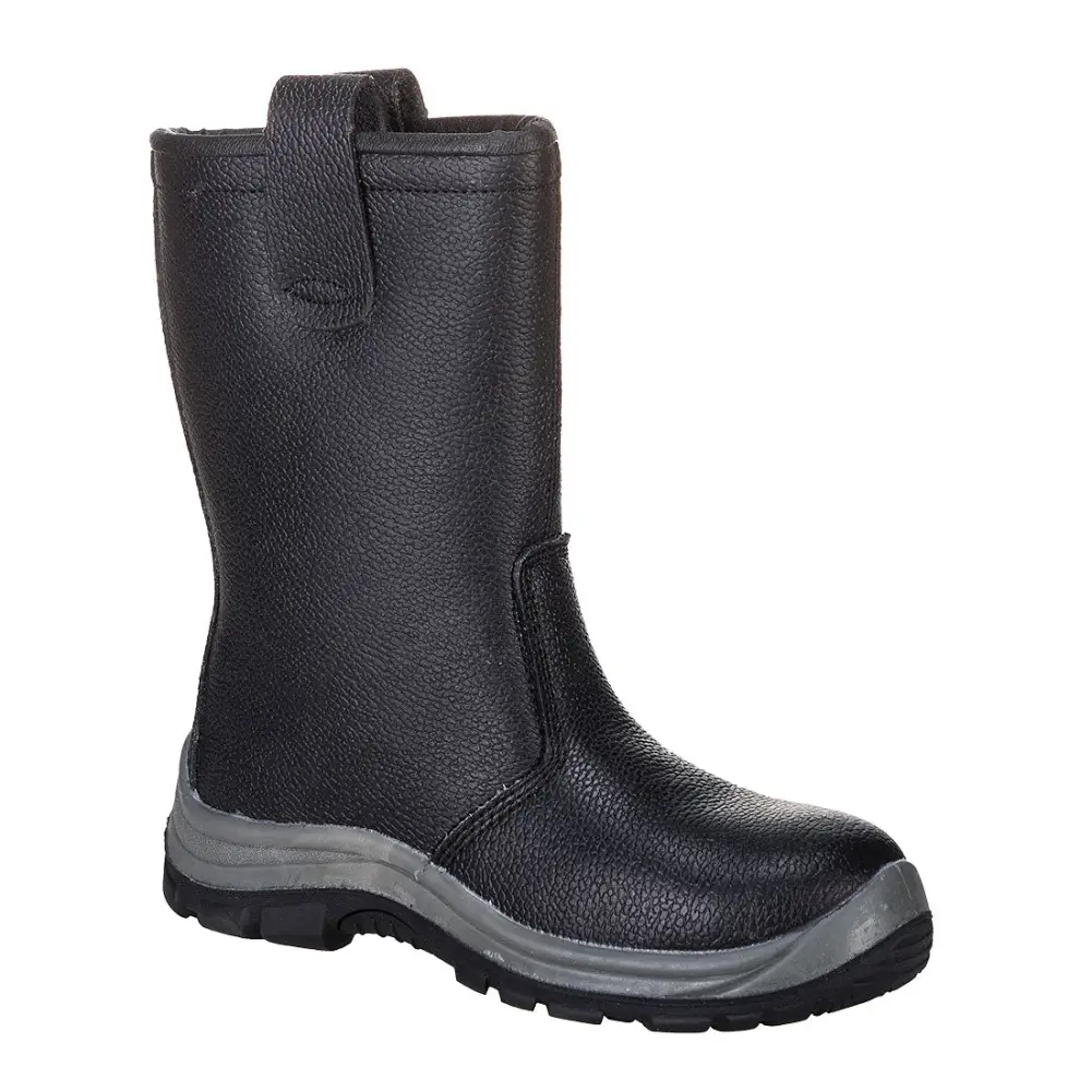 High Top Black Leather Rigger Safety Boots - Image 4